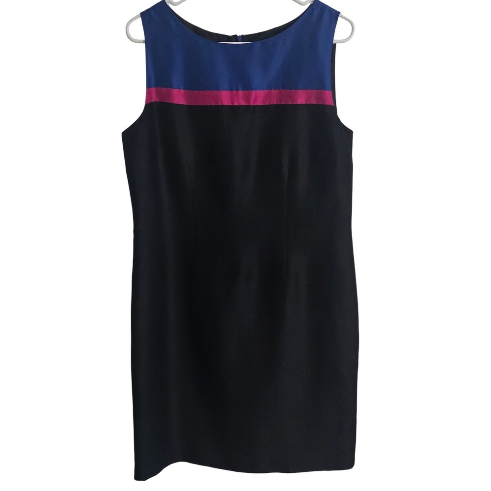Vintage Victoria Holley 100% Silk Dress Women's Size 10 Colorblock Shift Midi